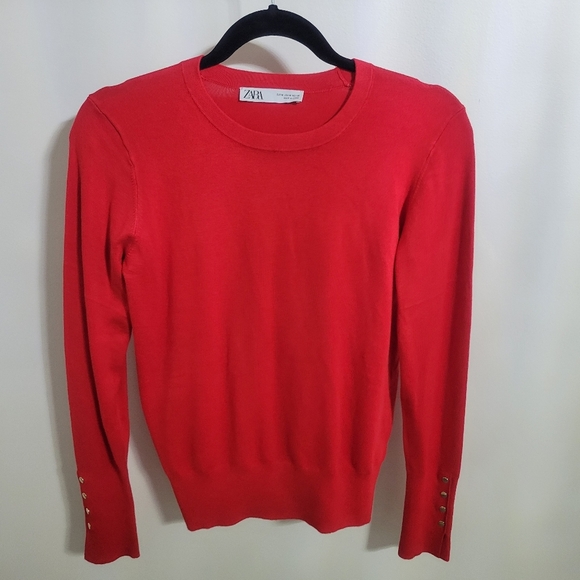 Zara Red Long Sleeve Sweater, Size M - Picture 1 of 7